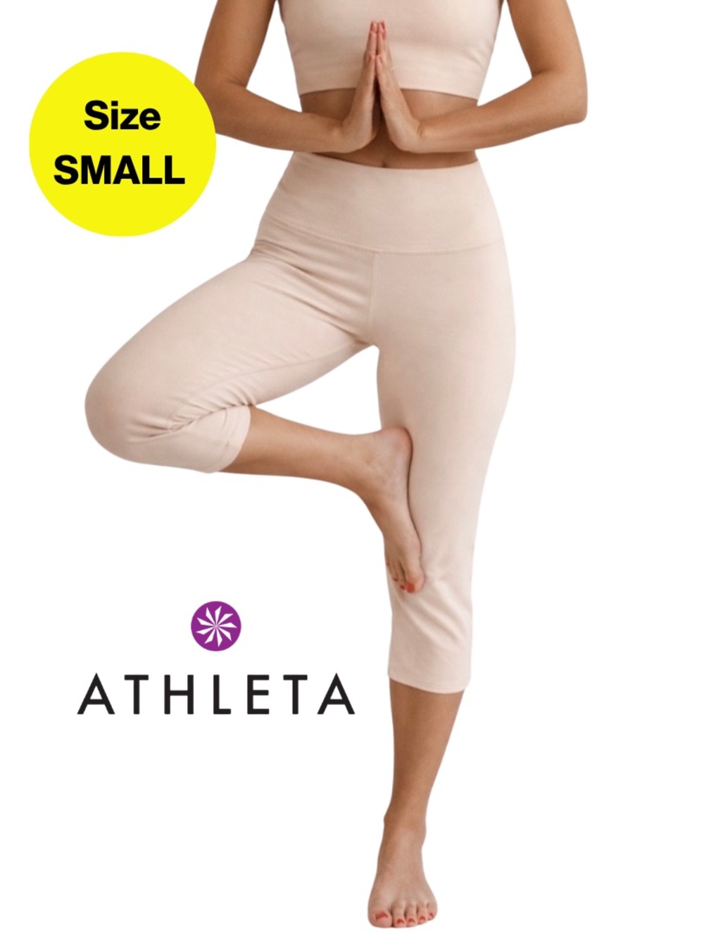 ATHLETA ☀️ Ultra High Rise ELATION 7/8 Tight Cream Leggings (Size Small)